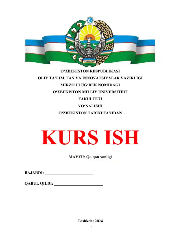 Qo'qon xonligi kurs ishi