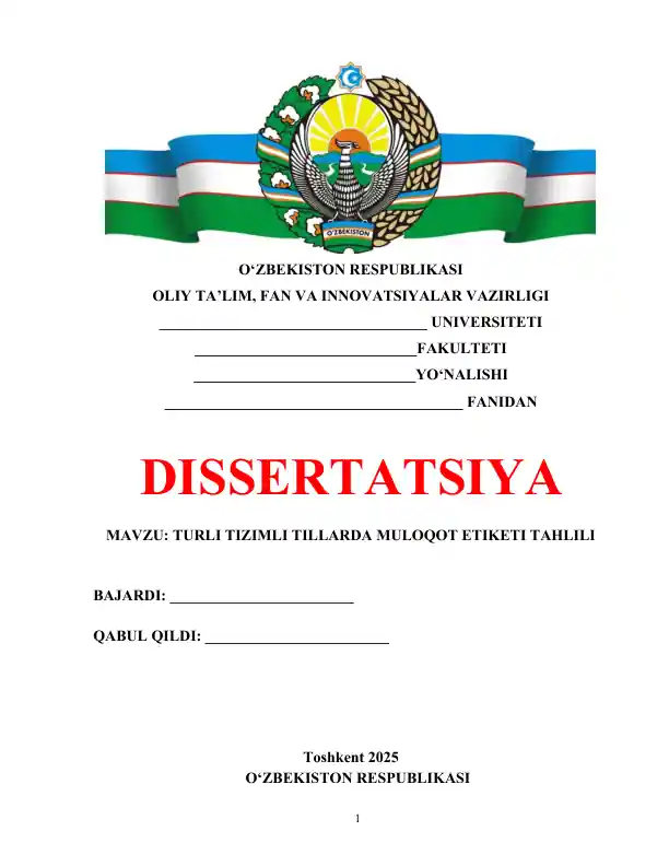 TURLI TIZIMLI TILLARDA MULOQOT ETIKETI TAHLILI