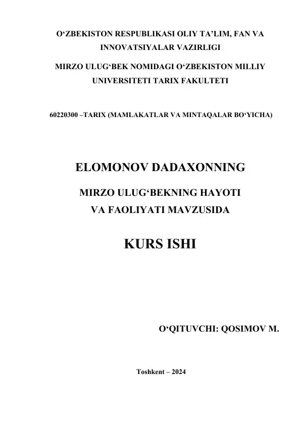 Mirzo Ulug‘bekning Hayoti va Faoliyati