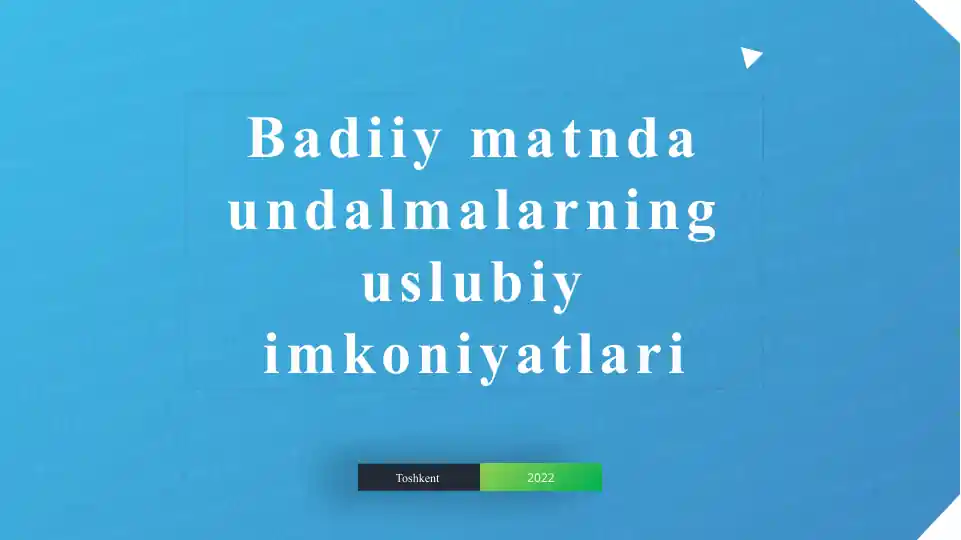 Badiiy matnda undalmalarning uslubiy imkoniyatlari
