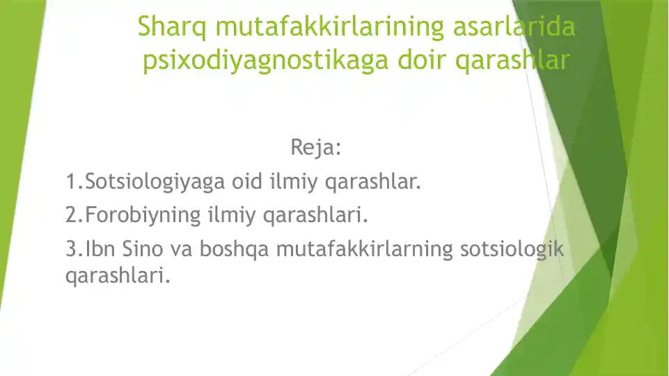 Sharq mutafakkirlarini psixodiagnostikaga qarashi