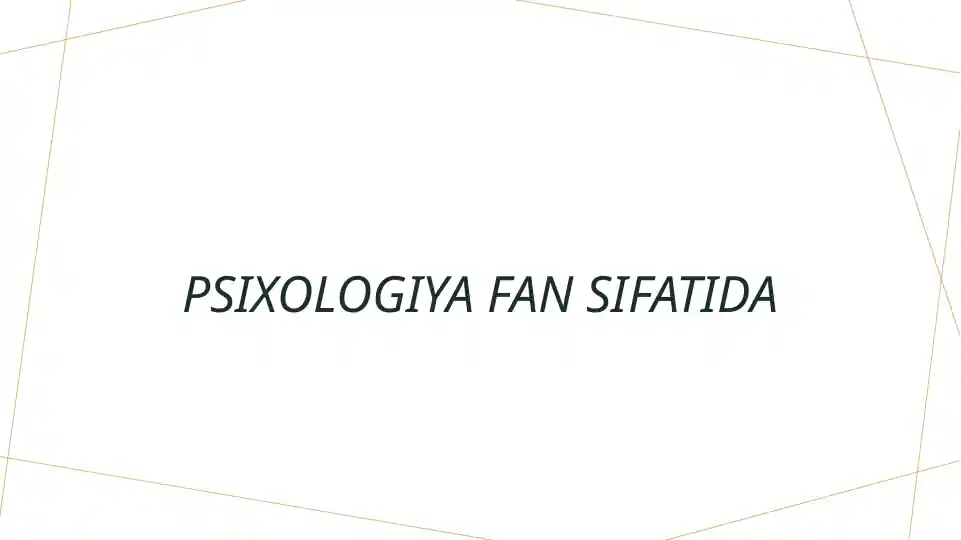 Psixologiya fan sifatida