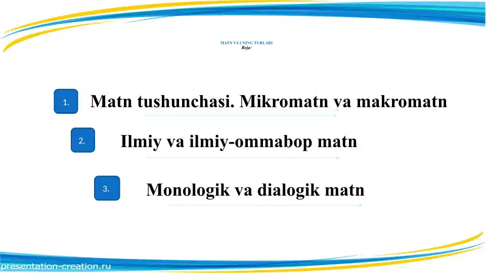 Matn va uning turlari