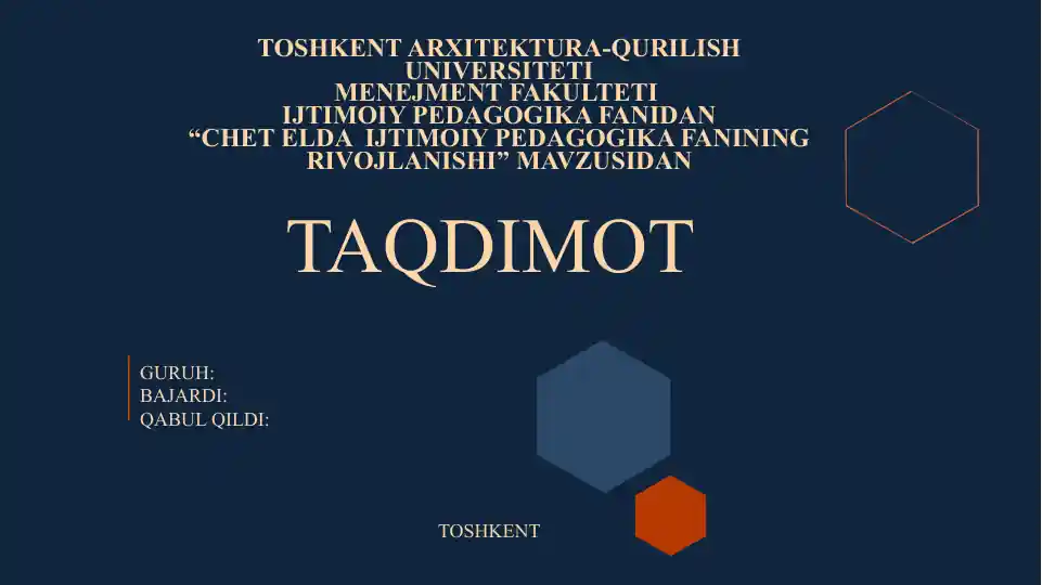 CHET ELDA  IJTIMOIY PEDAGOGIKA FANINING RIVOJLANISHI