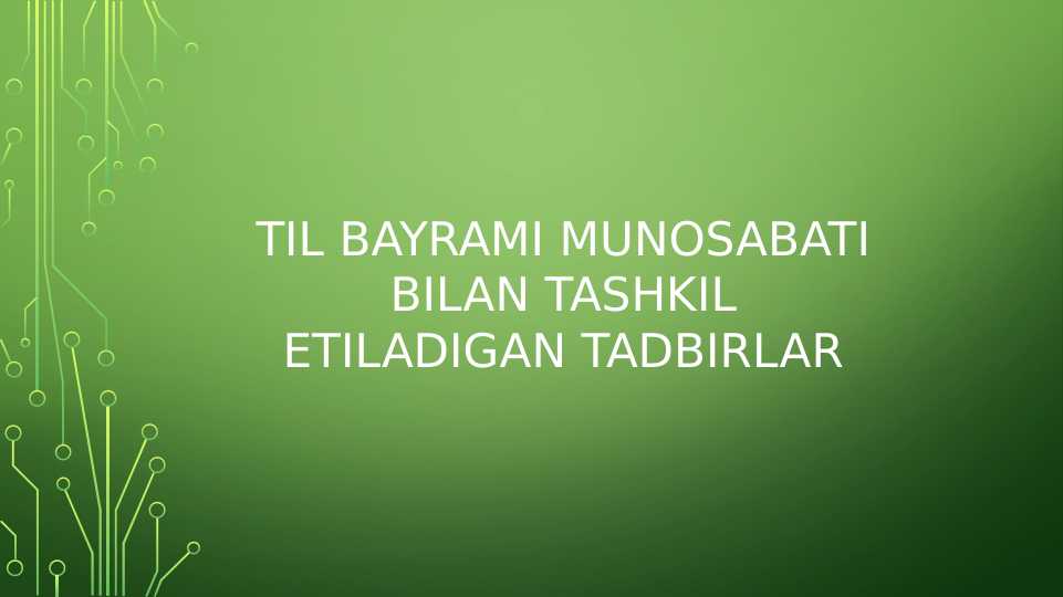 Til bayrami munosabati bilan tashkil etiladigan tadbirlar