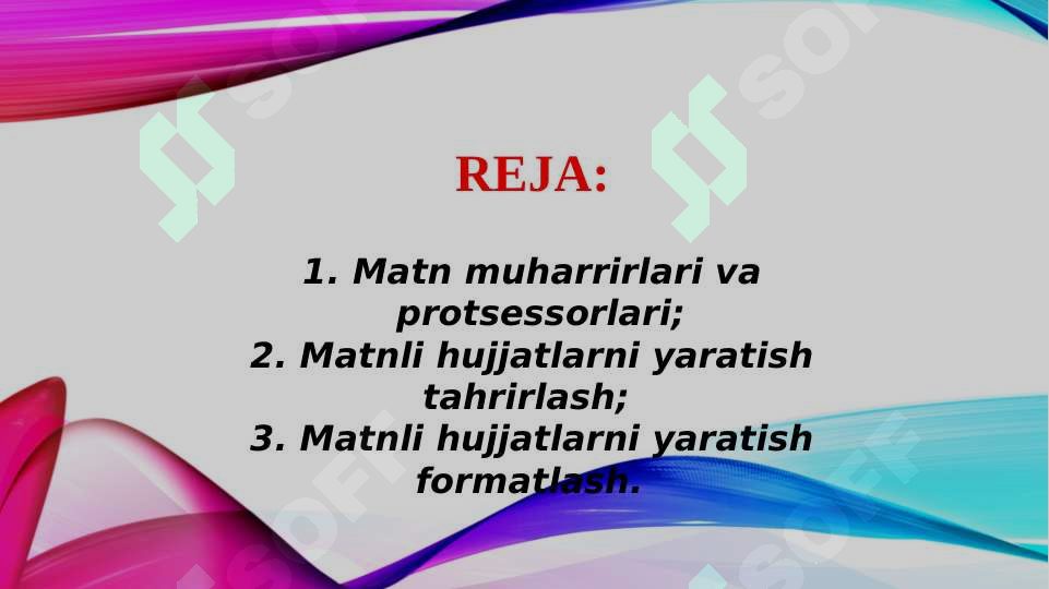 Matn protsessorlari yordamida kasbiy faoliyatga doir hujjatlarni ...