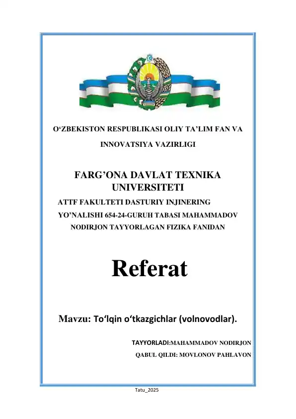 To‘lqin o‘tkazgichlar (volnovodlar)