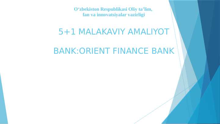 ORIENT FINANCE BANK (OFB) AMALIYOT
