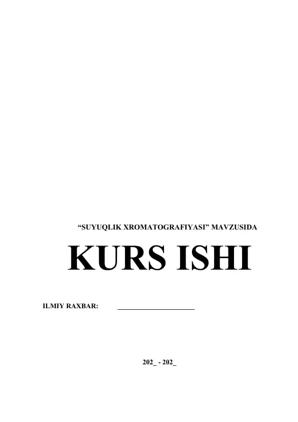 SUYUQLIK XROMATOGRAFIYASI