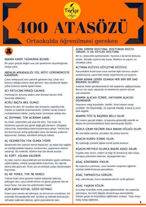 400ta turkcha maqol