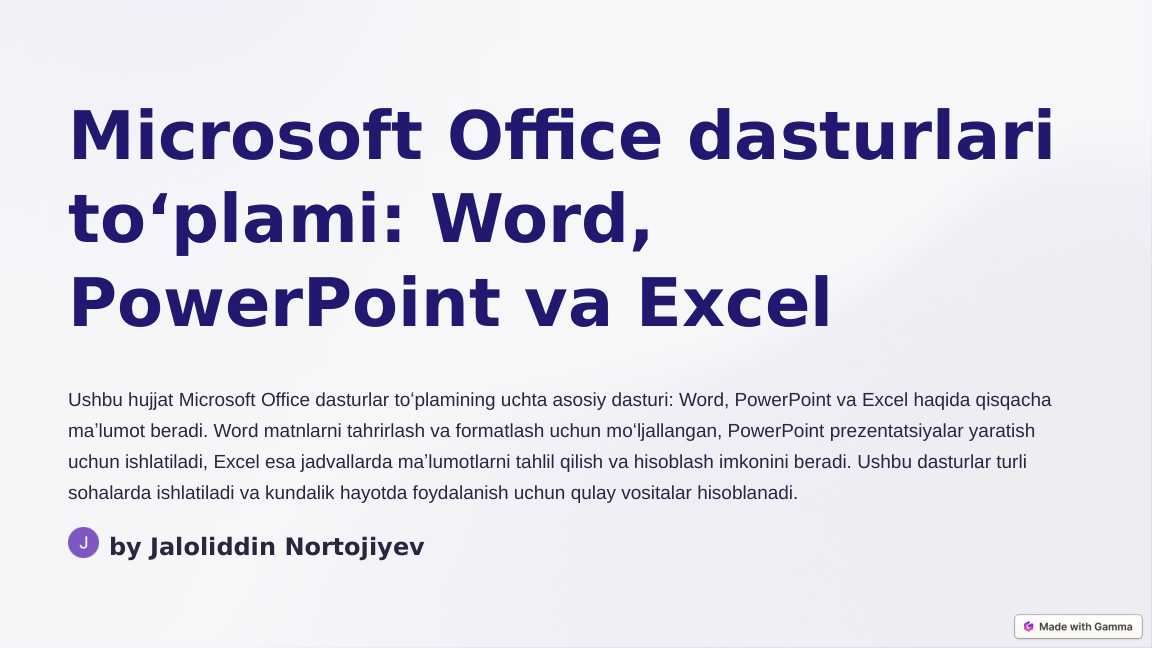 Microsoft Office dasturlar to'plami