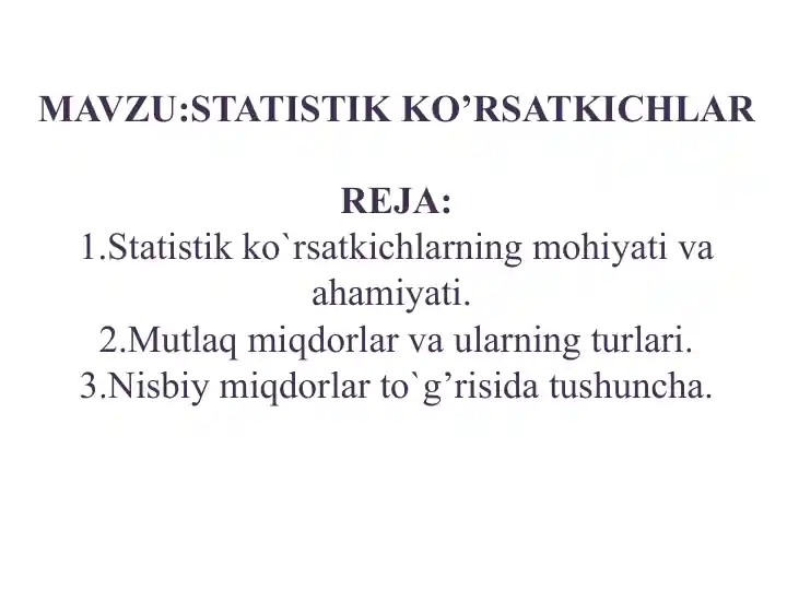 Statistik Ko'rsatkichlar