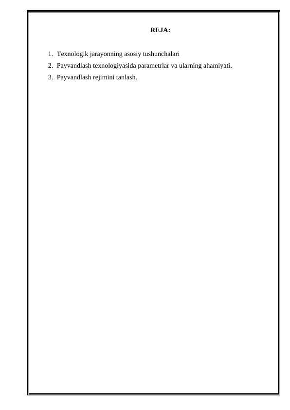 Payvandlash (kavsharlash) texnologik jarayonini rejimini parametrlanilarini hisobi