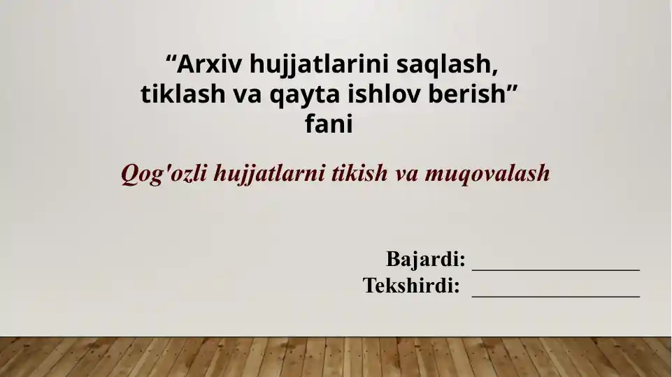 Qog'ozli hujjatlarni tikish va muqovalash