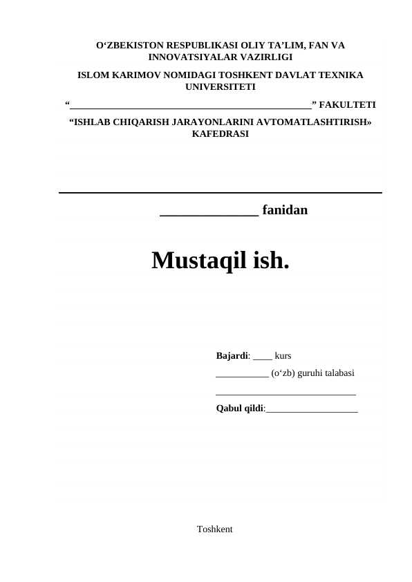 Mustaqil ish Titul