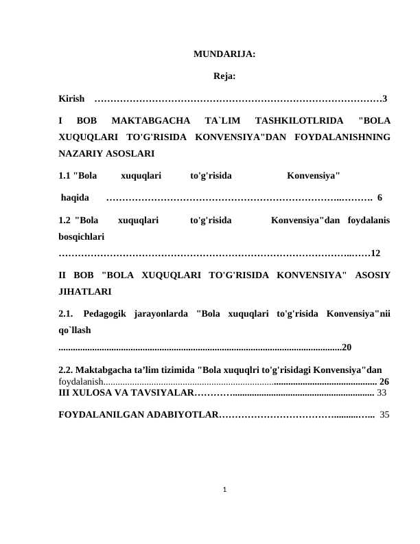 Maktabgacha taʼlim tashkilotlarida bola huquqlari toʻgʻrisidagi konvensiyadan foidalanish
