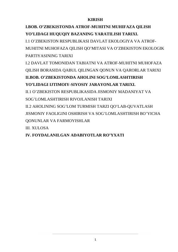 Atrof muhitni toza saqlashda ajdodlarimiz merosidan foidalanish