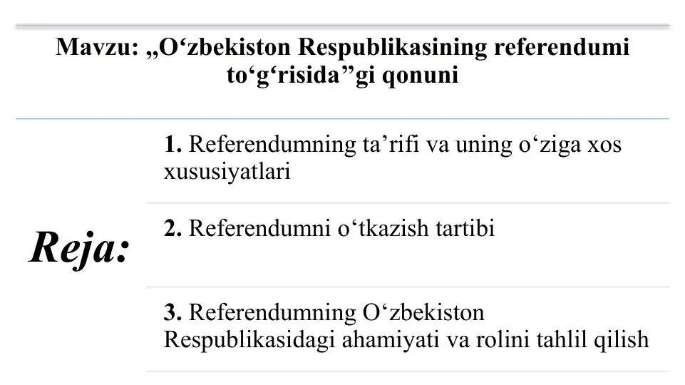 Referendum predmeti bo‘lmaydigan masalalar
