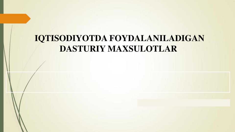 IQTISODIYOTDA FOYDALANILADIGAN DASTURIY MAXSULOTLAR