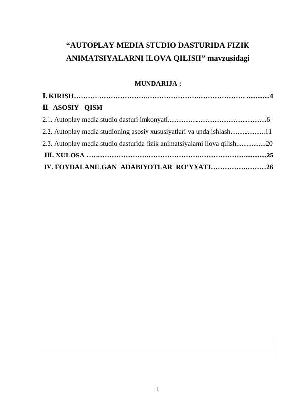 AUTOPLAY MEDIA STUDIO DASTURIDA FIZIK ANIMATSIYALARNI ILOVA QILISH