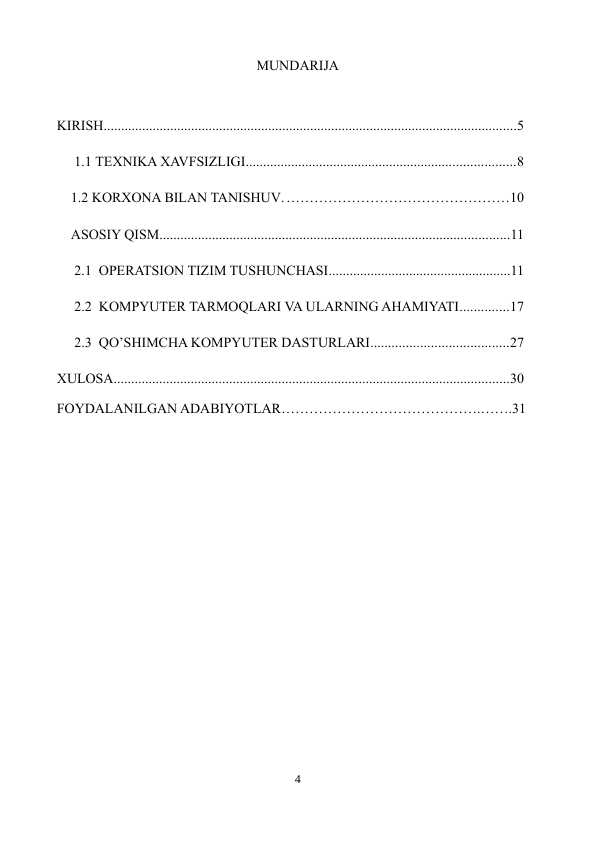 OPERATSION TIZIM TUSHUNCHASI,   KOMPYUTER TARMOQLARI ,KOMPYUTER DASTURLARI