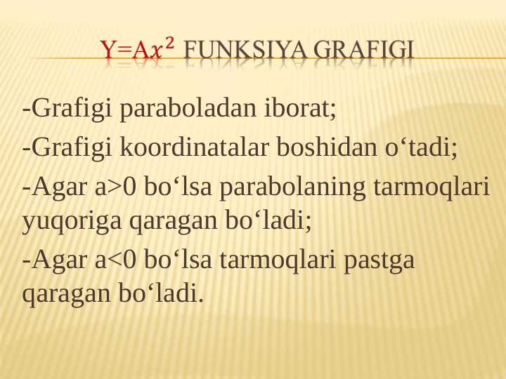 KVADRAT FUNKSIYA. PARABOLA.