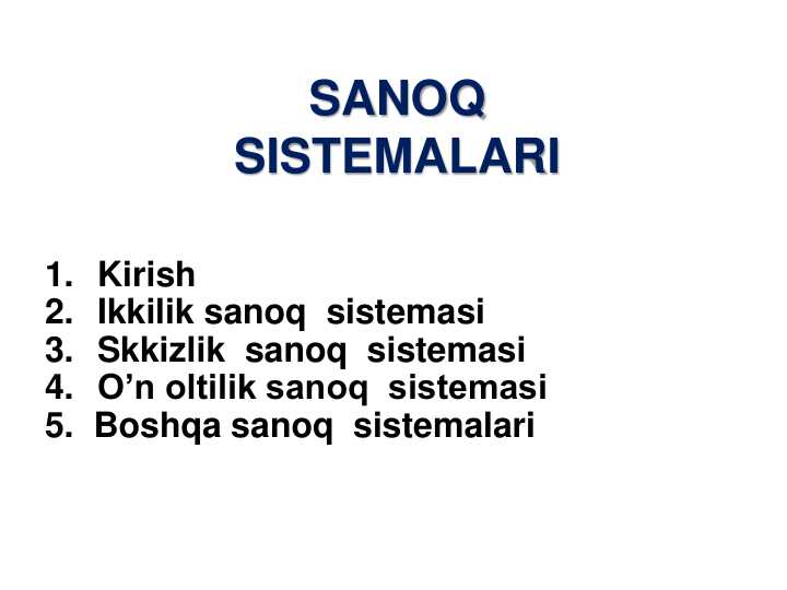 Sanoq sistemalari