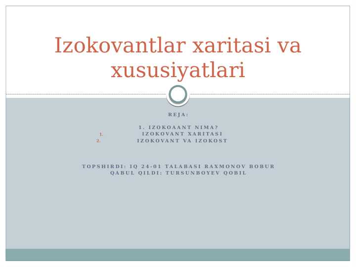 iZOKOVANTLAR XARITASI VA XUSUSIYATLARI