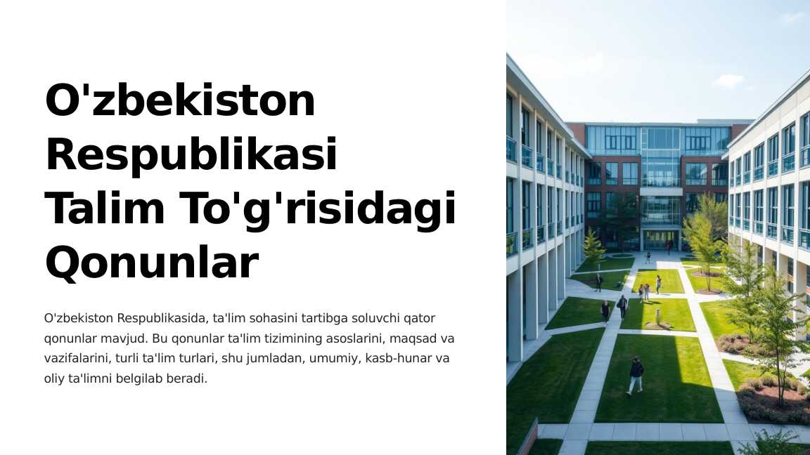 O'zbekiston Respublikasi Talim To'g'risidagi Qonunlar