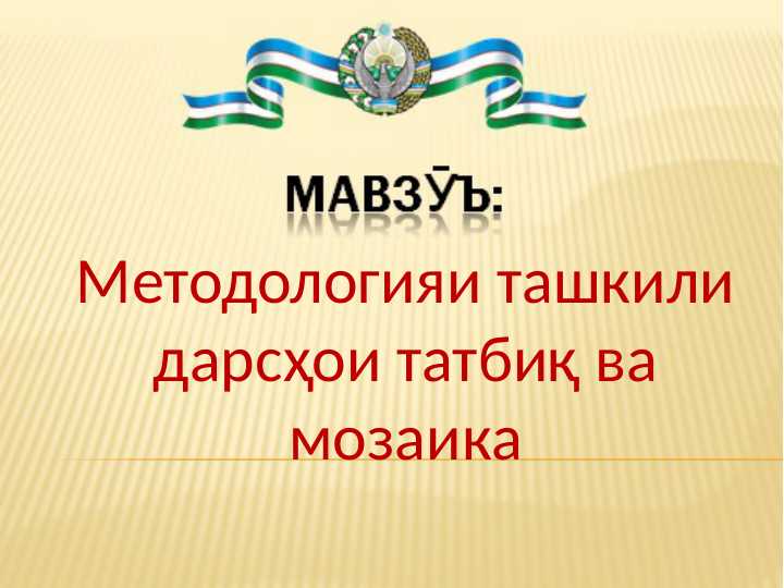 Методологияи ташкили дарсҳои татбиқ ва мозаика