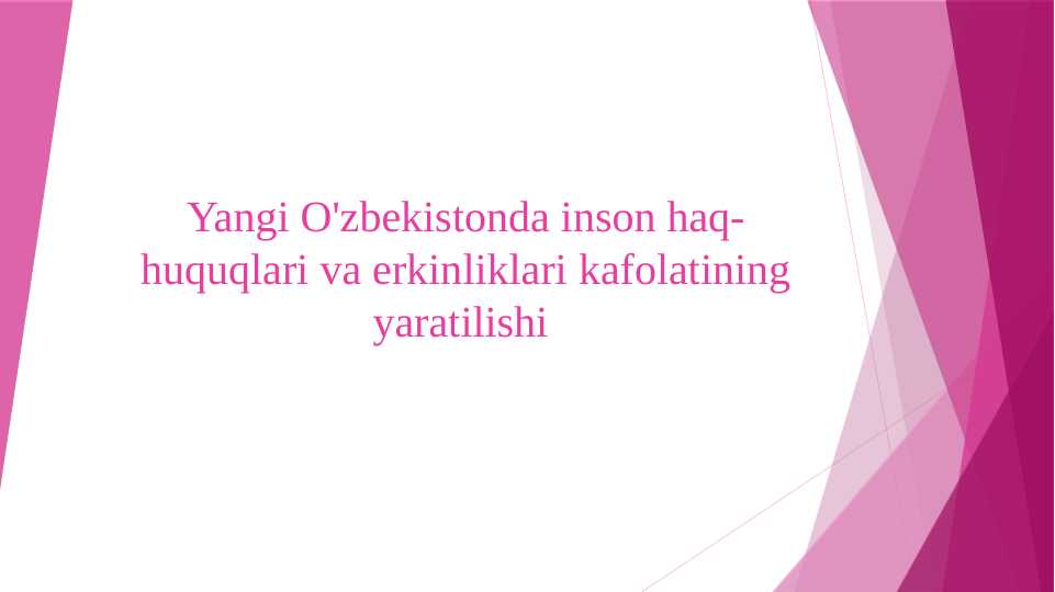 Yangi O'zbekistonda inson haq-huquqlari va erkinliklari kafolatining yaratilishi