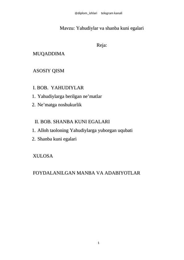 YAHUDIYLAR VA SHANBA KUNI EGALARI.