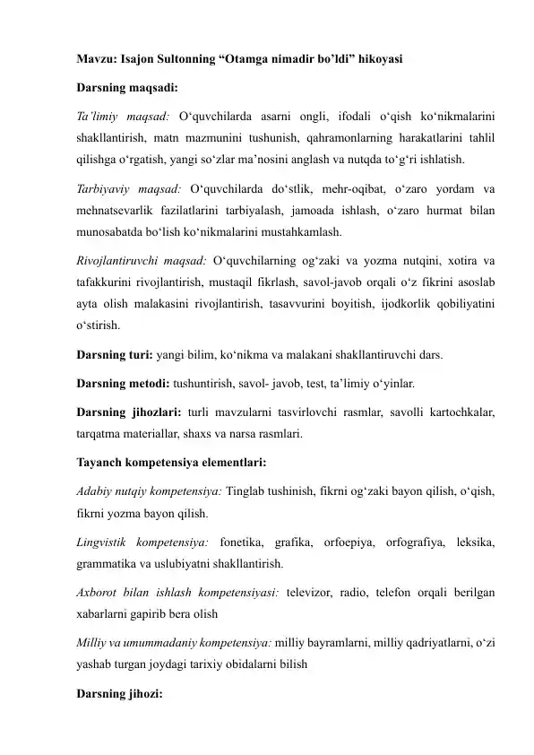 Isajon Sultonning “Otamga nimadir bo’ldi” hikoyasi