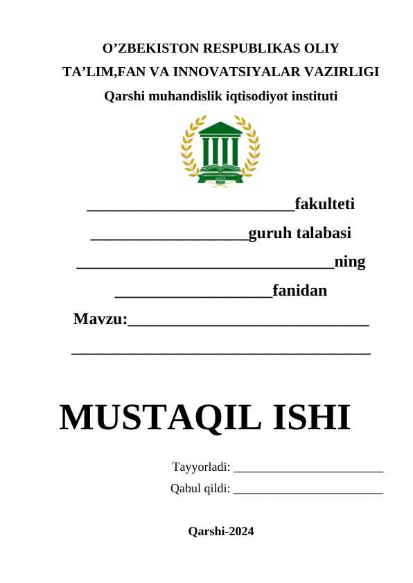 Mustaqil ish yuzi