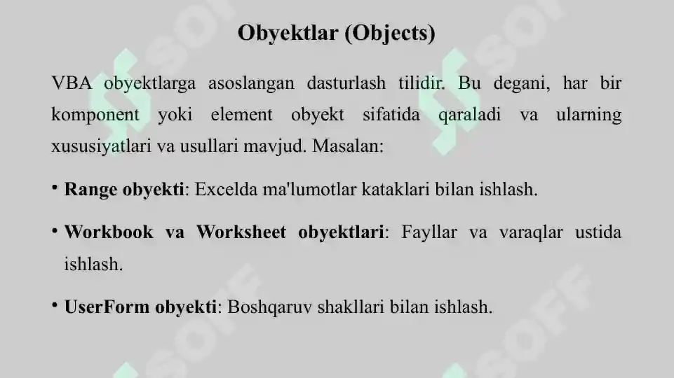 Visual Basic for Applications (VBA)