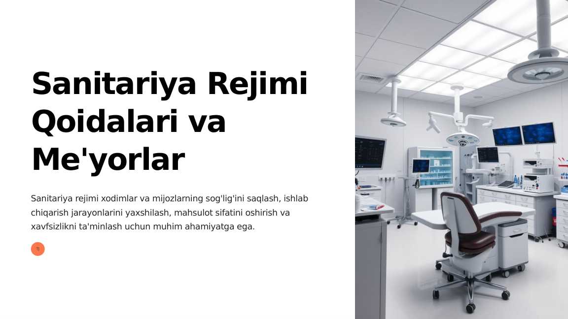 Sanitariya Rejimi Qoidalari va Me'yorlar