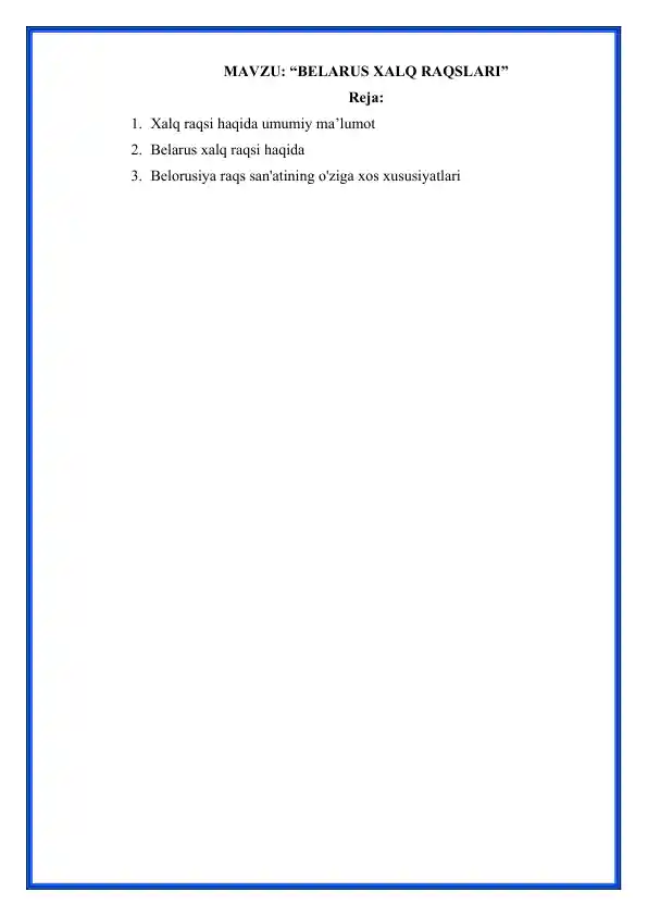 BELARUS XALQ RAQSLARI