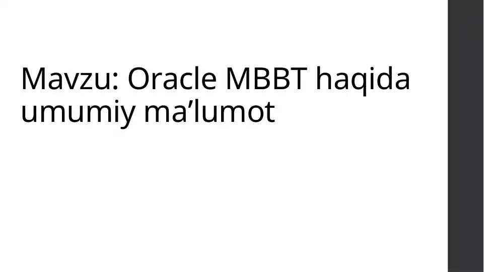 Oracle MBBT