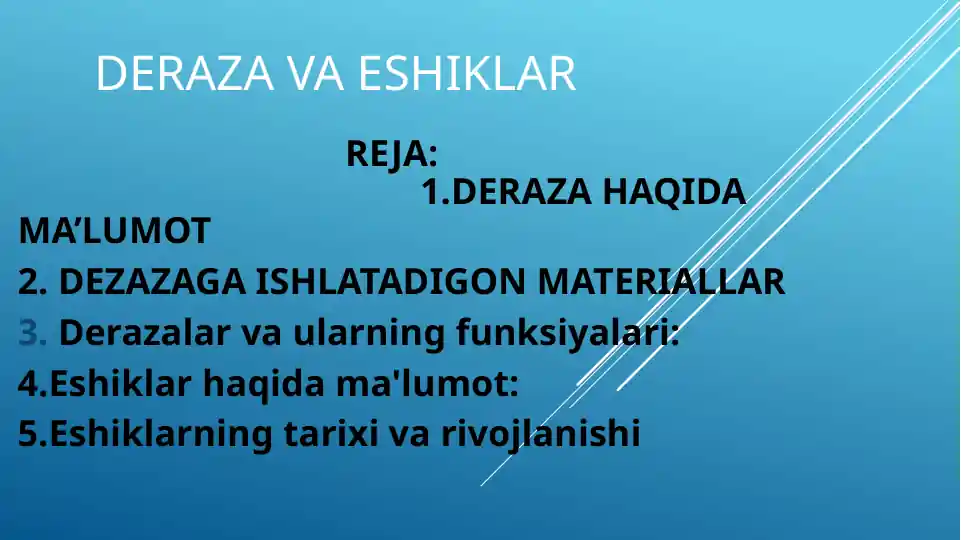Deraza va eshiklar