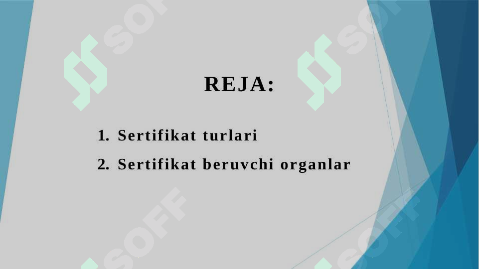 Sertifikat turlari va sertifikat beruvchi organlar