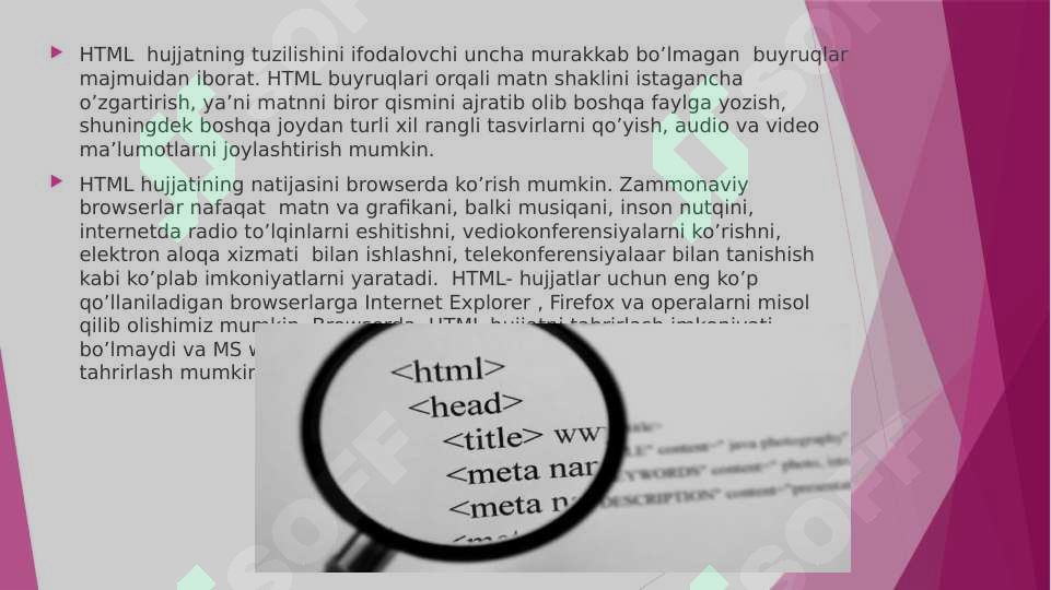 HTML gipermatni haqida ma’lumot