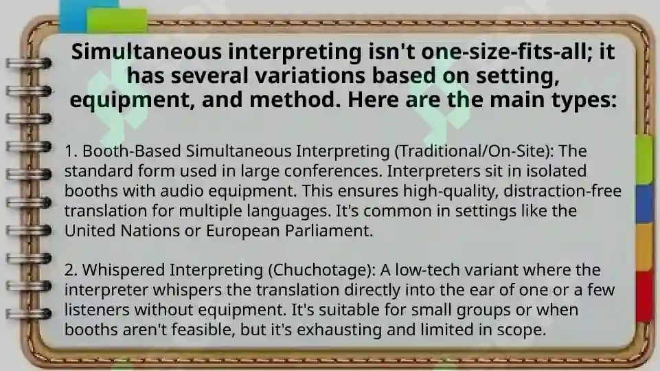 Types of Simultaneous interpreting: Interpreting public speaking