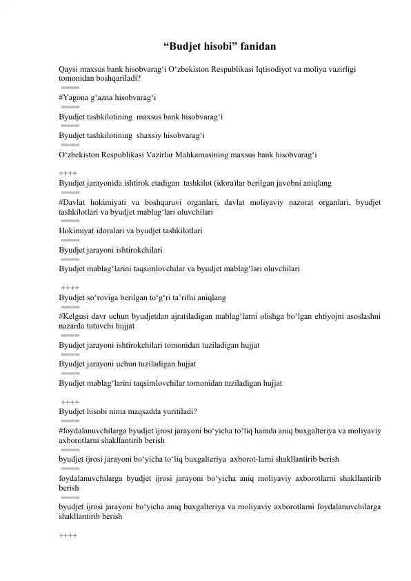 Budjet hisobi fanidan