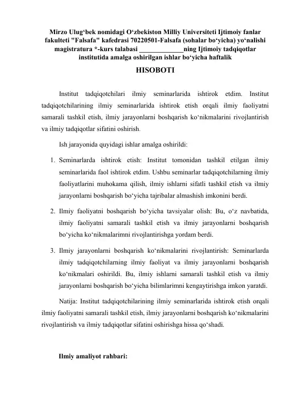 Ijtimoiy tadqiqotlar hisobot