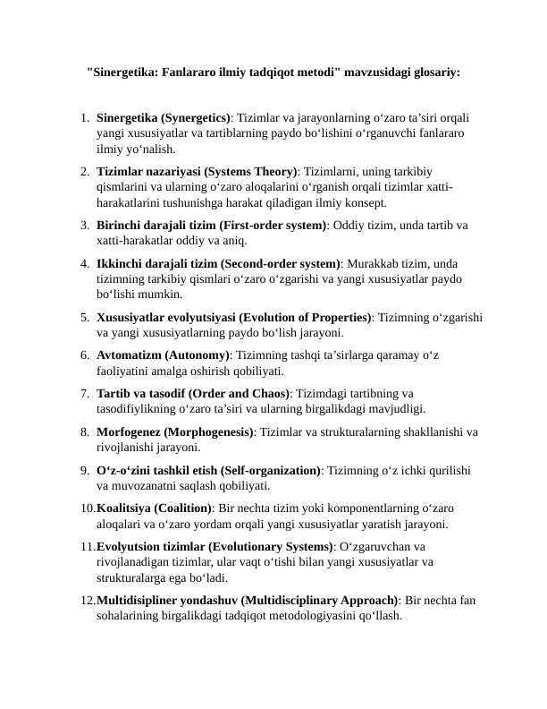 ( Sinergetika fanlararo ilmiy tadqiqot metodi ) mavzusida 27 ta atama va ularning izohlari_1
