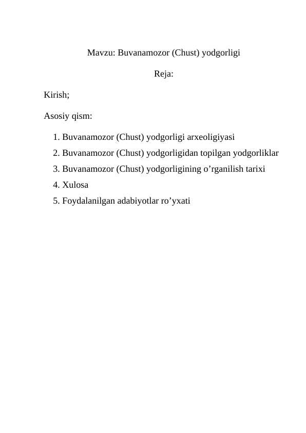 Buvanamozor (Chust) yodgorligi