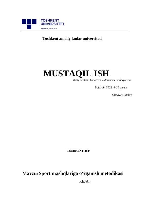 Sport mashqlariga o‘rganish metodikasi