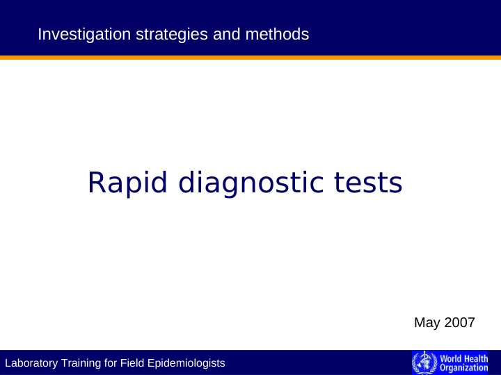 Rapid diagnostic tests