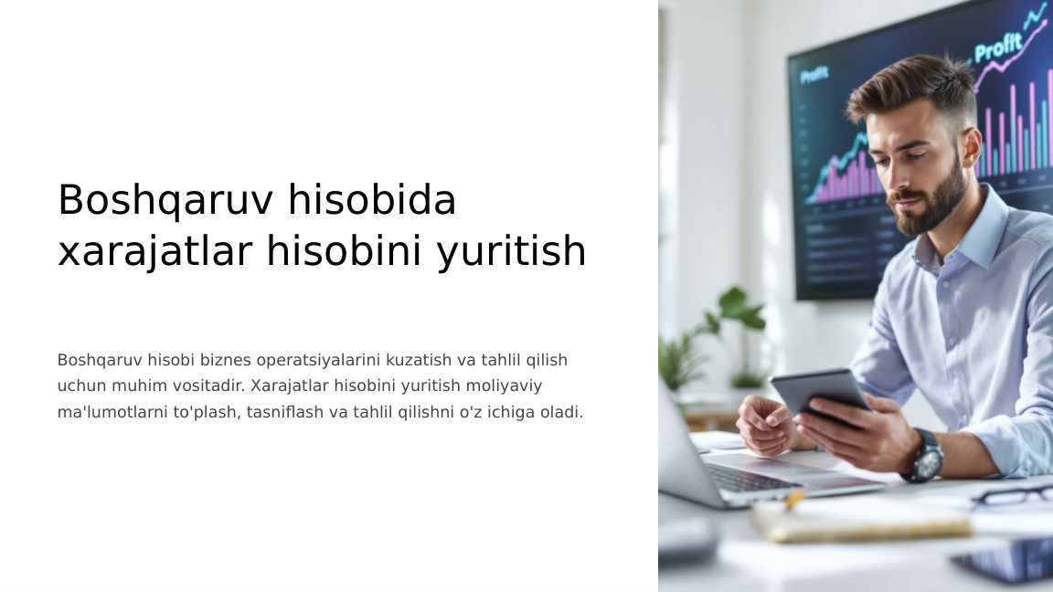 Boshqaruv hisobida xarajatlar hisobini yuritish