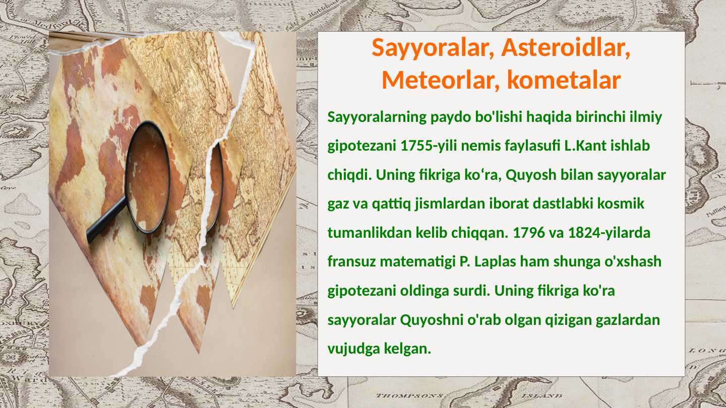 Sayyoralar, Asteroidlar, Meteorlar, kometalar